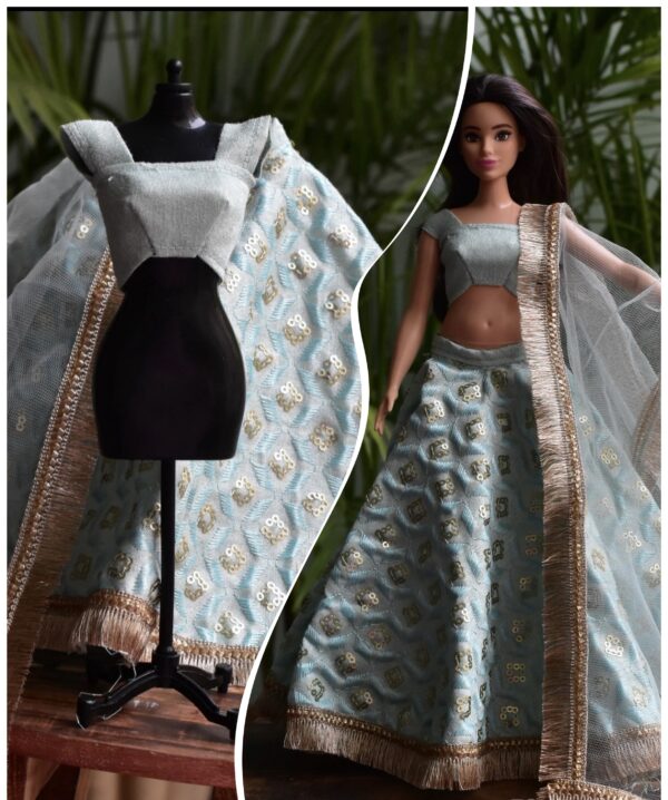 Blue lehenga for curvy doll