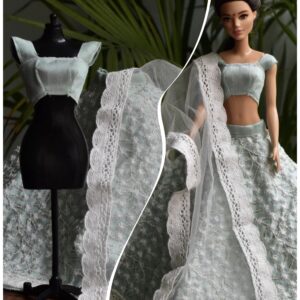 Blue white lehenga for doll