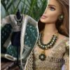 Green gold Indian bridal lehenga for curvy doll