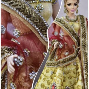 Heavily embellished Indian wedding lehenga for curvy doll