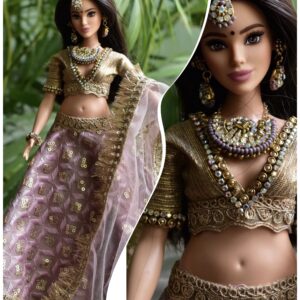 Lilac bridal lehenga for curvy doll