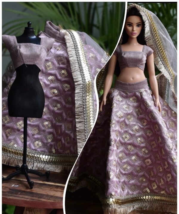 Lilac lehenga for curvy doll
