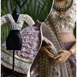 Lilac off white lehenga for curvy doll