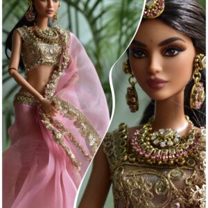 Pink bridal saree for doll