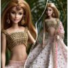 Pink embellished lehenga for doll