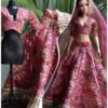 Pink embroidered lehenga for doll