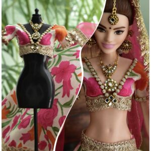 Pink floral festive lehenga for doll