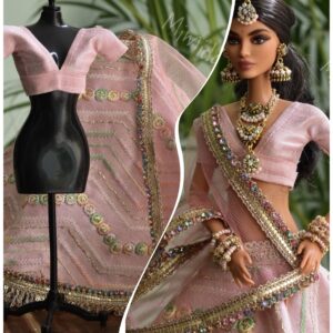 Pink Indian bridal lehenga for doll