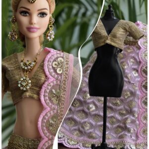 Pink lilac lehenga for doll