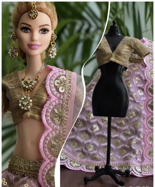 Pink lilac lehenga for doll