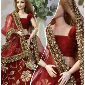 Red bridal lehenga for curvy doll