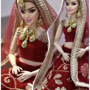 Red Indian bridal lehenga for curvy doll