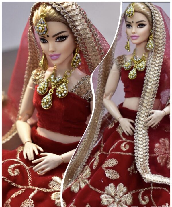 Red Indian bridal lehenga for curvy doll