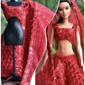 Red lehenga for doll