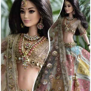Sparkly Indian wedding bridal outfit for doll
