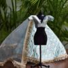 Blue gold Indian bridal lehenga for Barbie doll