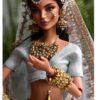 Blue gold Indian bridal lehenga for Barbie doll