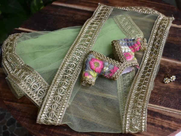 Green tulle saree for doll