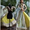 Yellow green and gold Indian bridal lehenga for doll