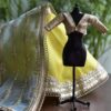 Yellow green and gold Indian bridal lehenga for doll