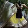 Yellow green and gold Indian bridal lehenga for doll