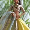 Yellow green and gold Indian bridal lehenga for doll