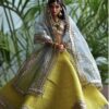 Yellow green and gold Indian bridal lehenga for doll