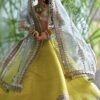 Yellow green and gold Indian bridal lehenga for doll