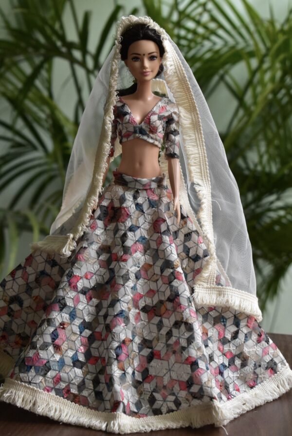 Printed cotton Indian lehenga for doll