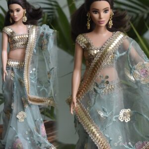 Embroidered Indian saree for a curvy doll
