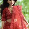 Red sequins lehenga for curvy Barbie doll