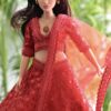 Red sequins lehenga for curvy Barbie doll