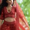 Red sequins lehenga for curvy Barbie doll