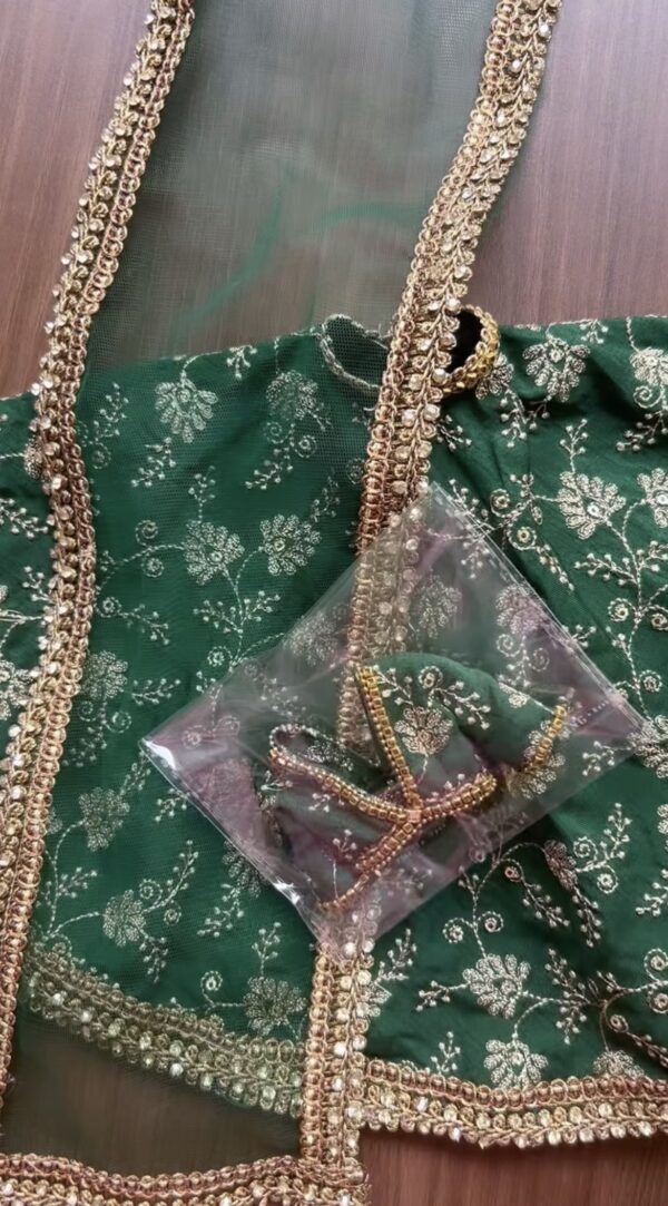 Green embroidered wedding lehenga for doll