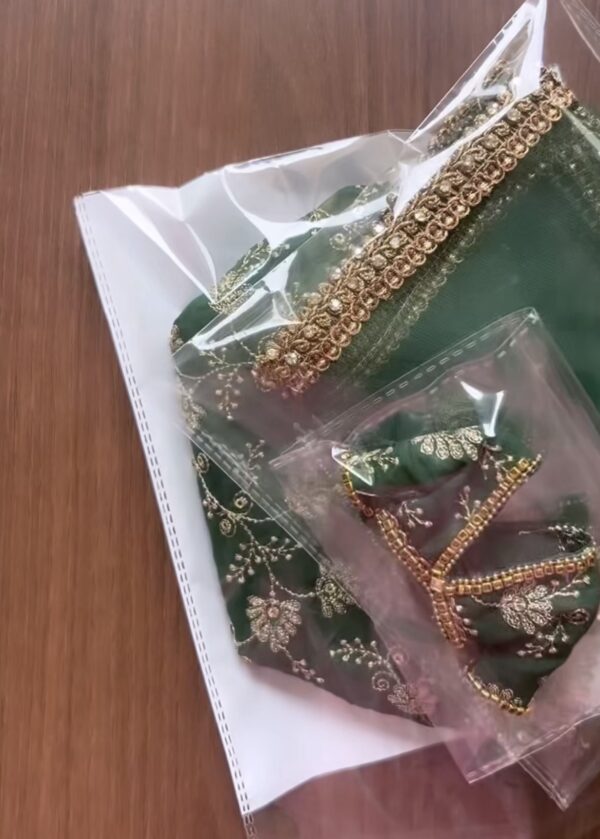 Green embroidered wedding lehenga for doll