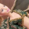 Green embroidered wedding lehenga for doll