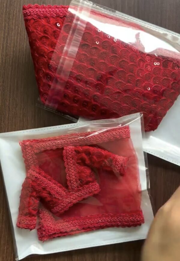 Red sequins lehenga for curvy Barbie doll
