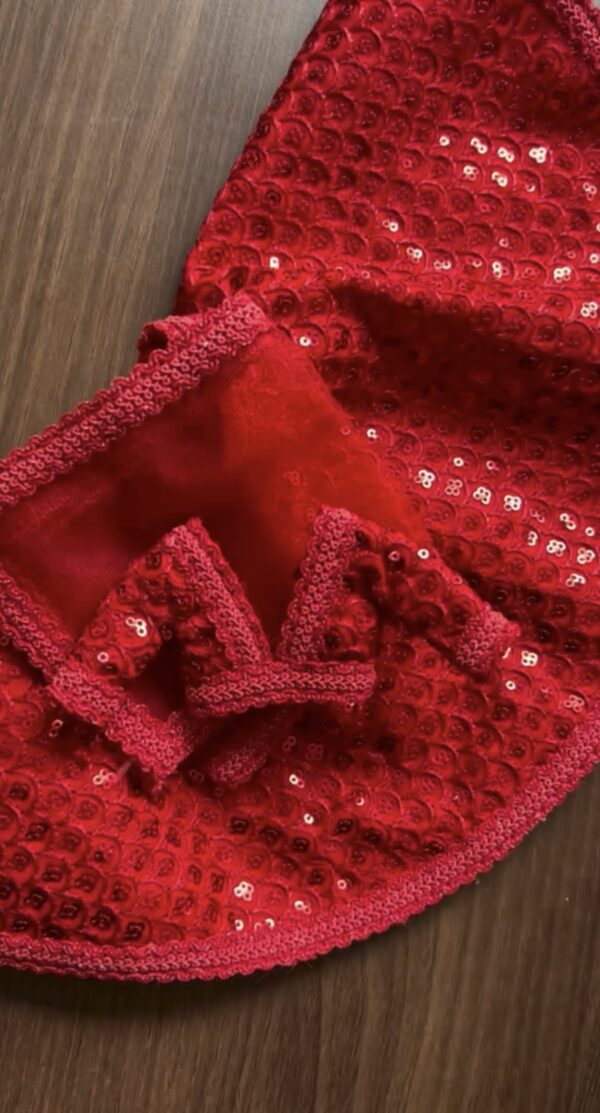 Red sequins lehenga for curvy Barbie doll
