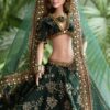 Green embroidered wedding lehenga for doll