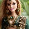 Green embroidered wedding lehenga for doll