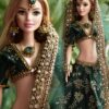Green embroidered wedding lehenga for doll