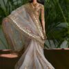 Embroidered Indian bridal saree for doll (white)