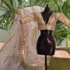 Embroidered Indian bridal saree for doll (white)