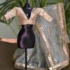 Embroidered Indian bridal saree for doll(teal)