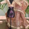 Embroidered Indian bridal saree for doll (peach)