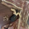 Embroidered Indian bridal saree for doll (peach)