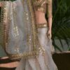 Embroidered Indian bridal saree for doll (white)