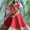 Red and gold Indian bridal lehenga for doll