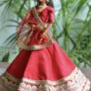 Red and gold Indian bridal lehenga for doll