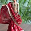 Maroon and gold Indian saree for doll
